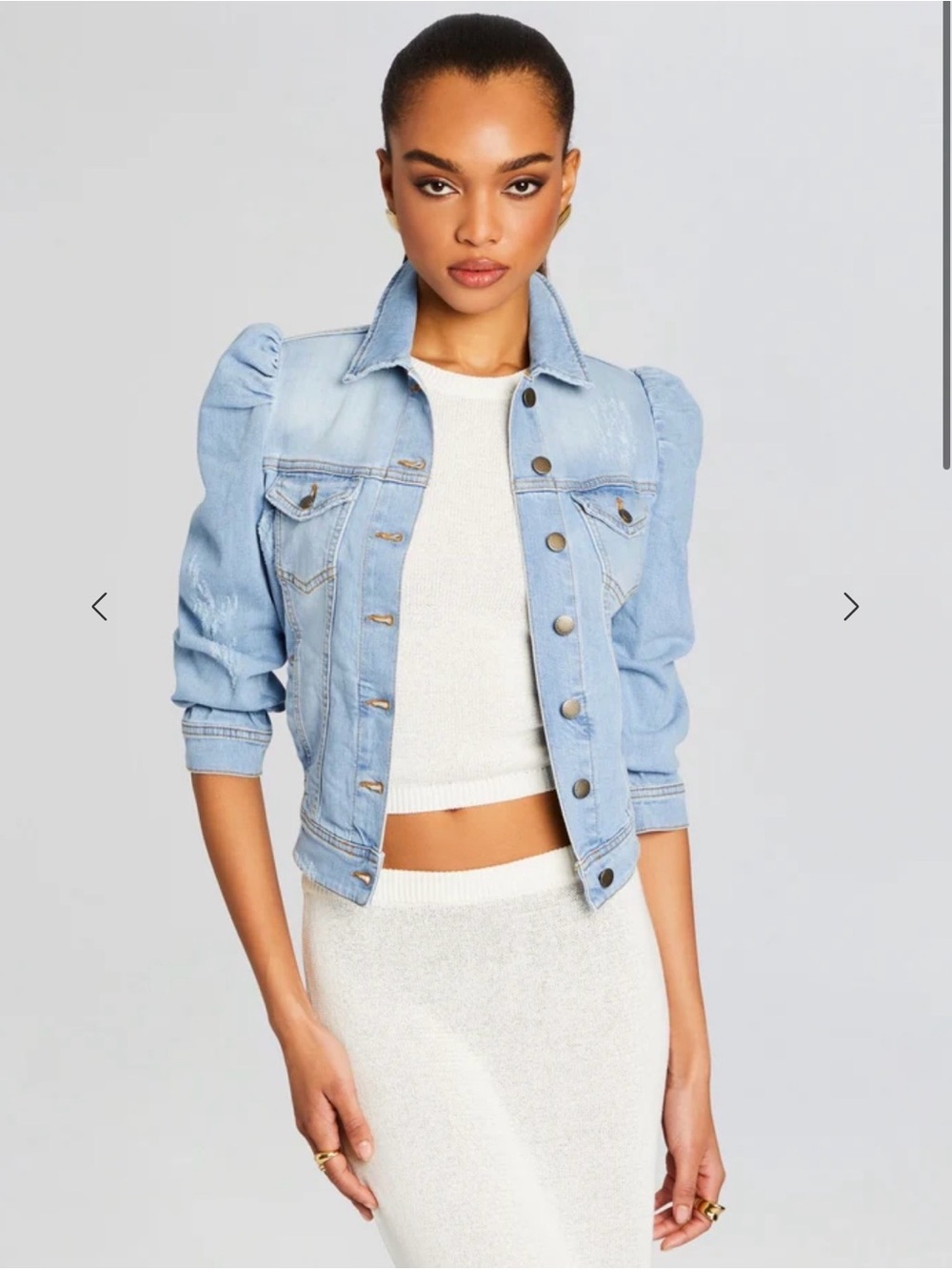 Retrofete Light Blue Puff-Sleeve Denim Jacket